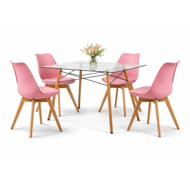Set de 4 Sillas y Comedor Mundo In Set de 4 Sillas Frankfurt y Mesa de Cristal Oslo MOB-T5