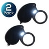 2 Pack Insten 40X 25mm Magnifying Magnifier Glass Foldable Eye Loupe with Adjustable LED Light Lamp for Jeweler (with Box)