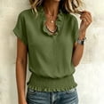 thumbnail image 6 of Women's V-Neck Short-Sleeve Waist-Cinching Casual Loose Summer Top, 6 of 8