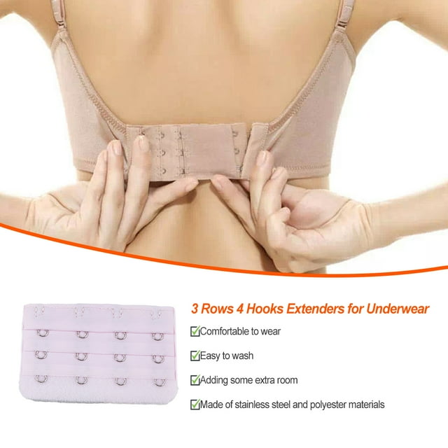 Extension Strap Bra Extenders Buckle Intimates Clips. 4 Hook Breathable Practical Accessories Adjustable Replacement 3 Rows Underwear pink
