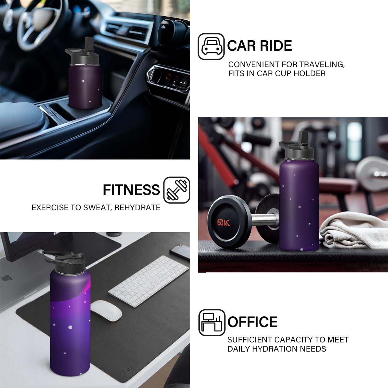 Galaxy Insulated Water Bottle with Straw & Cleaning Brush – 18oz | Leakproof, BPA-Free, 304 Stainless Steel, Wide Mouth, Travel Mug for Car, Gym, Office, Starry, Christmas Thanksgiving Gift