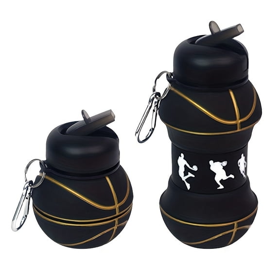 1pc 550ml/18.6oz Collapsible Basketball Water Bottle - Portable And Leakproof Water Cup, Suitable For Fitness, Outdoor Activities, And Travel