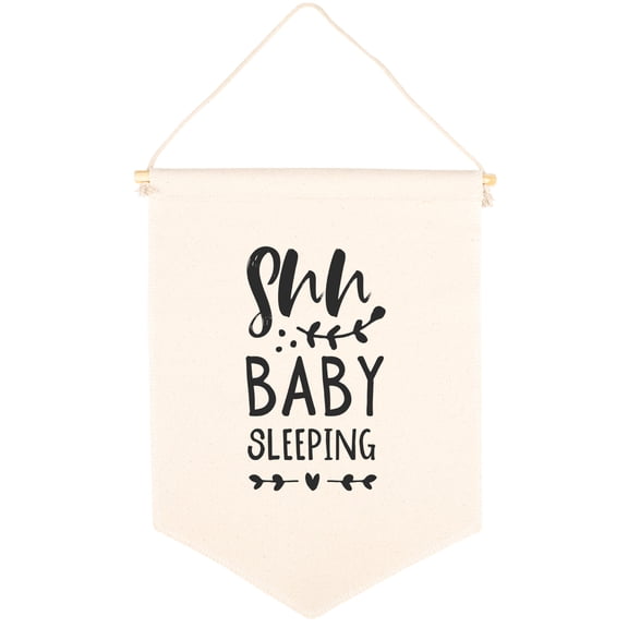 Koyal Wholesale Hanging Wall Canvas Banner, Shh Baby Sleeping Canvas, Nursery Wall Decoration Banner, 1-Pk