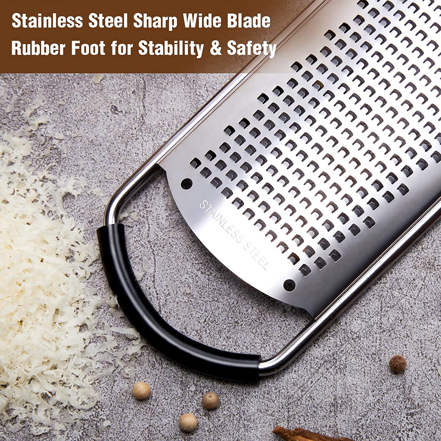 Norbi Stainless Steel Cheese Grater For Parmesan, Chocolate, Fruit