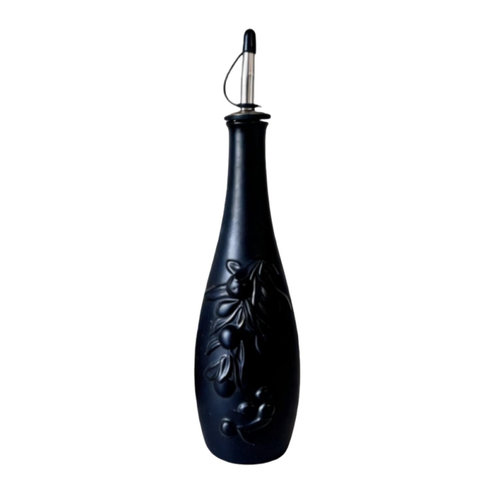 kowaku Ceramic Oil Bottle 350ml for Shoyu Syrup Nordic Pourer for Cooking Barbecue Heat Resistant with Lid Olive Oil Dispenser Black