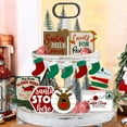 thumbnail image 5 of marioyuzhang Christmas Set of Tiered Tray Decoration Christmas Stocking Christmas Ornament Road Sign Country Farmhouse Wood Beads Decor Tabletop Sign for Christmas Table Decoratio (No Pallet), 5 of 9