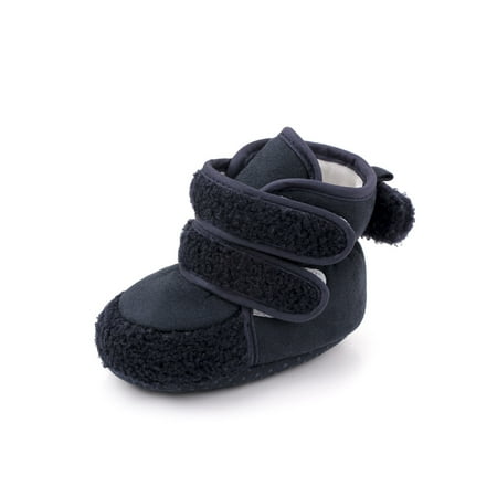 

Tenmix Baby Boys Girls Warm Bootie Mid Calf Plush Booties First Walkers Snow Boots Magic Tape Winter Shoe Cold Weather Cute Comfort Crib Shoes Navy Blue 4C