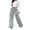 Light Blue, variant on ATOYSOY Plus Size Women's Wide Leg Cargo Jeans Buckle Detail Fitted