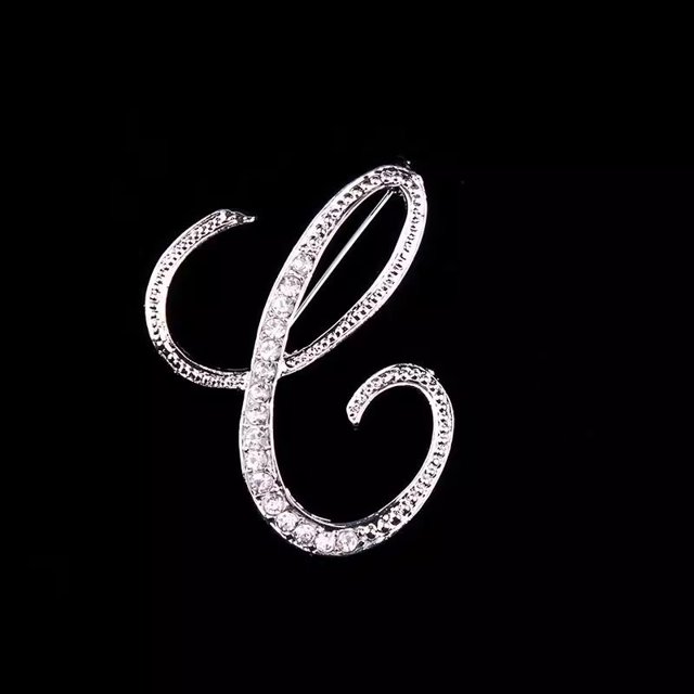 Broche de diamantes de imitación con 26 letras, elegante broche de aleación para ropa, ramillete de diamantes, broche con letras en inglés