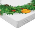 thumbnail image 2 of Ambesonne Christmas Fitted Sheet, Evergreen Wreath Art, Full Size, Green White, 2 of 3