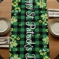 thumbnail image 5 of Table Runners 70 Inches Long Dress Scarves, St. Patrick's Day Farmhouse Coffee/Dining/Kitchen Table Decor, Holiday Table Runner, Cute Gnomes Lucky Shamrocks Green Black Plaid 13x70 Inch, 5 of 9