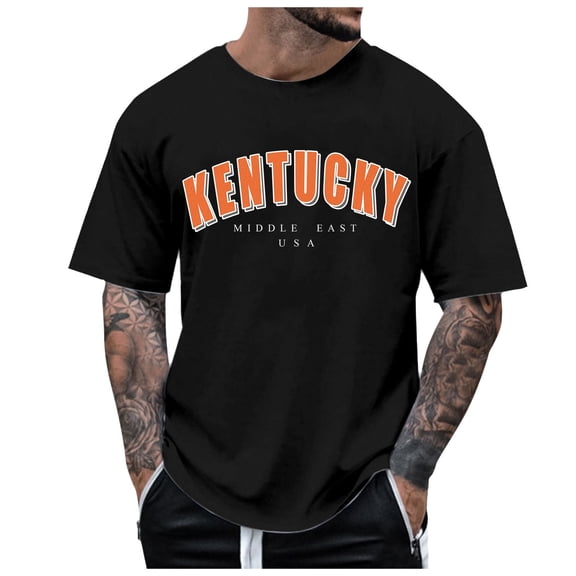 Men's Tee Shirts Kentucky Printed Oversized Trendy Tshirts Round Neck Short Sleeved T Shirt Fashion Versatile Pullover Tshirt
