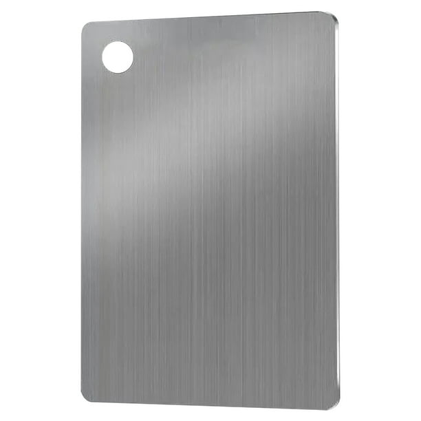 Pisexur Batería de cocina Tabla de cortar de acero inoxidable de doble cara para cocina, con orificio para colgar, ideal para carne, verduras y frutas. para la cocina del hogar