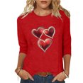 thumbnail image 2 of Xuyuer Women's Casual Daily Round Neck Three-Quarter Sleeve Loose T-Shirt, Comfortable 3/4 Sleeve Top for Spring Summer Everyday Fashion and Relaxed Weekend Wear, 2 of 5