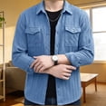 thumbnail image 5 of DPTALR Men's Casual Solid Color Turndown Collar Long Sleeve Shirt with Pockets,Light Blue,Big and Tall Men L, 5 of 5