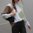 thumbnail image 6 of NARABB Women's Pullover Long Sleeve Knit Sweater Round Neck Color Matching Loose Tops Blouse Knitted Sweater Green-XL, 6 of 6