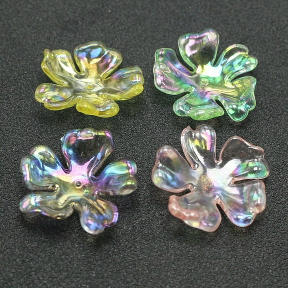 U8MO 20 Mixed Color Transparent AB Large Flower Beads 30mm Center Hole Sewing Craft