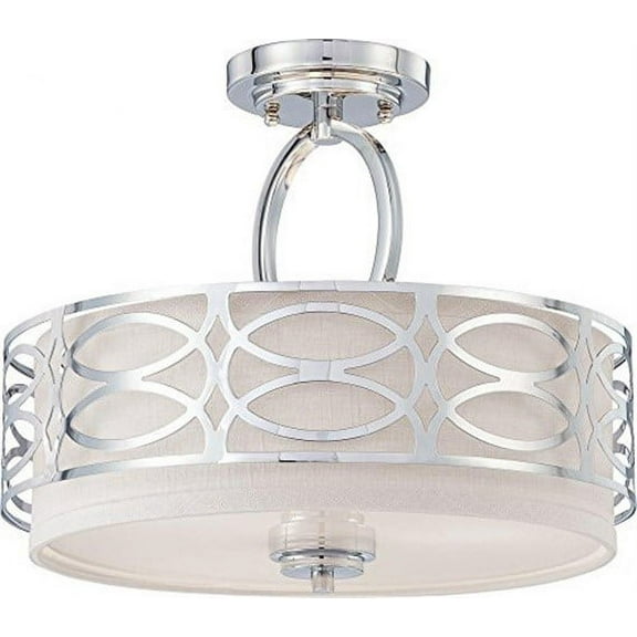 Nuvo 60-4629 - Harlow - 3 Light Semi Flush Fixture w/ Slate Gray Fabric Shade