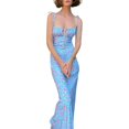 thumbnail image 3 of Vestido sexy sin espalda para mujer con estampado floral y cordón largo vestido bodycon para fiesta junto al mar, 3 of 8