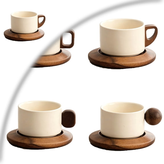 Cup and Saucer Set, Vintage-style Aesthetic Coffee Cup, Coffee Mug with Saucer, Tea Cup and Saucer Set, Ceramic Mug