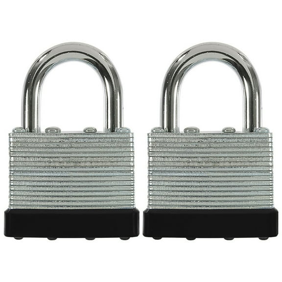Hyper Tough 40mm Laminated Steel Padlock with 1-in Shackle, 2 Pack