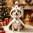 thumbnail image 3 of Tdxkok Brown Deer Pet Cape with Drawstring Hood Two Furry Balls Costume for Cats and Small Dogs Christmas Holiday Outfit, 3 of 9
