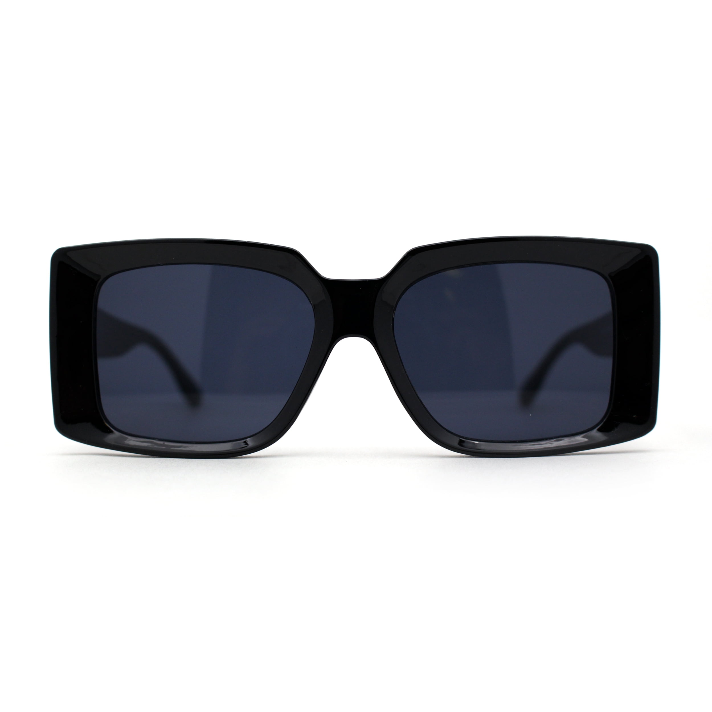 Sa106 Womens Mod Square Thick Rectangle Sunglasses All Black