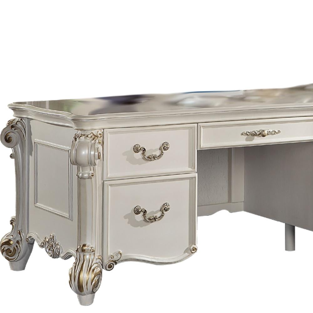 ACME Vendome Transitional Wooden Executive Writing Desk in Antique Pearl