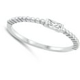 thumbnail image 4 of Radiant White Cubic Zirconia Stacking Ring .925 Sterling Silver Band Jewelry Female Male Size 4, 4 of 4