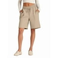 thumbnail image 2 of Women'S Shorts Loose with Pockets Knee Length for Yoga Casual Walking Exercise Shorts Khaki XL, 2 of 7