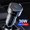 thumbnail image 2 of PD 30W Cargador Coche USB Tipo C Enchufe Cargador USB para IPhone IPad (Negro), 2 of 9