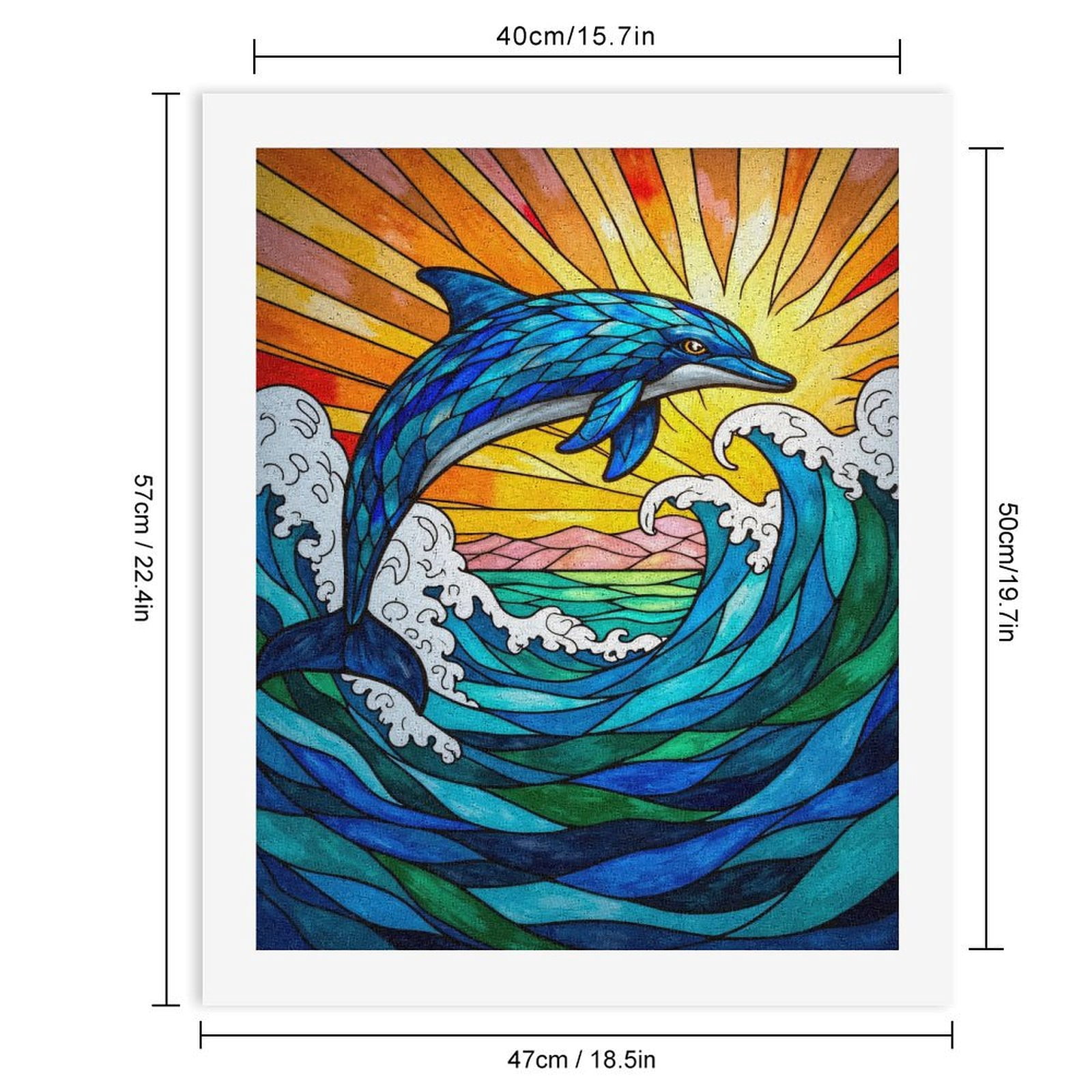Paint By Numbers Kit for Adults Beginner - DIY Sunrise Dolphin Waves Art Canvas Painting Kits for Adults, Frameless Paint By Number for Adults for Home Wall Decor 16x20 Inch