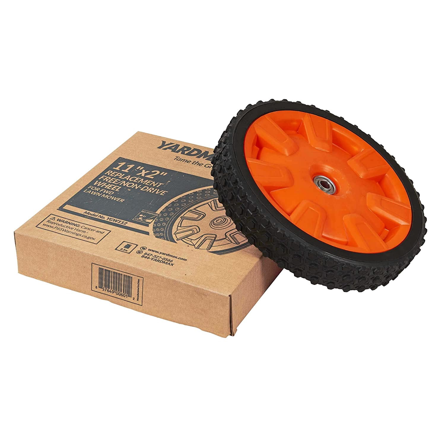 YARDMAX 11 in. Replacement Free/Non-Drive Wheel, Aggressive Spiked Tread, Ball Bearings