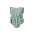 thumbnail image 2 of Canrulo Newborn Baby Boys Girls Romper Outfits Toddler Cotton Solid Jumpsuit Playsuit Light Green 12-18 Months, 2 of 5