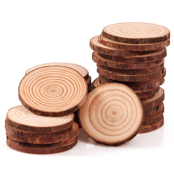 Discos redondos Craft Wood Slices Coadura, 30 unidades, de 6 a 7 cm, para bricolaje