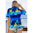 thumbnail image 2 of HAPPY BAY Women's Button Down Blouses Funky Vacation Button up Casual Summer Holiday Beach Party Blouse Hawaiian Tops Short Sleeve Tropical Shirts for Women L Palm Tree, Navy Blue, 2 of 5