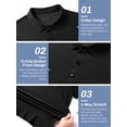 thumbnail image 3 of Cadmus Moisture Wicking Polo Shirts for Men Slim-Fit Short Sleeve Business Golf Athletic Tops,Black,L, 3 of 7