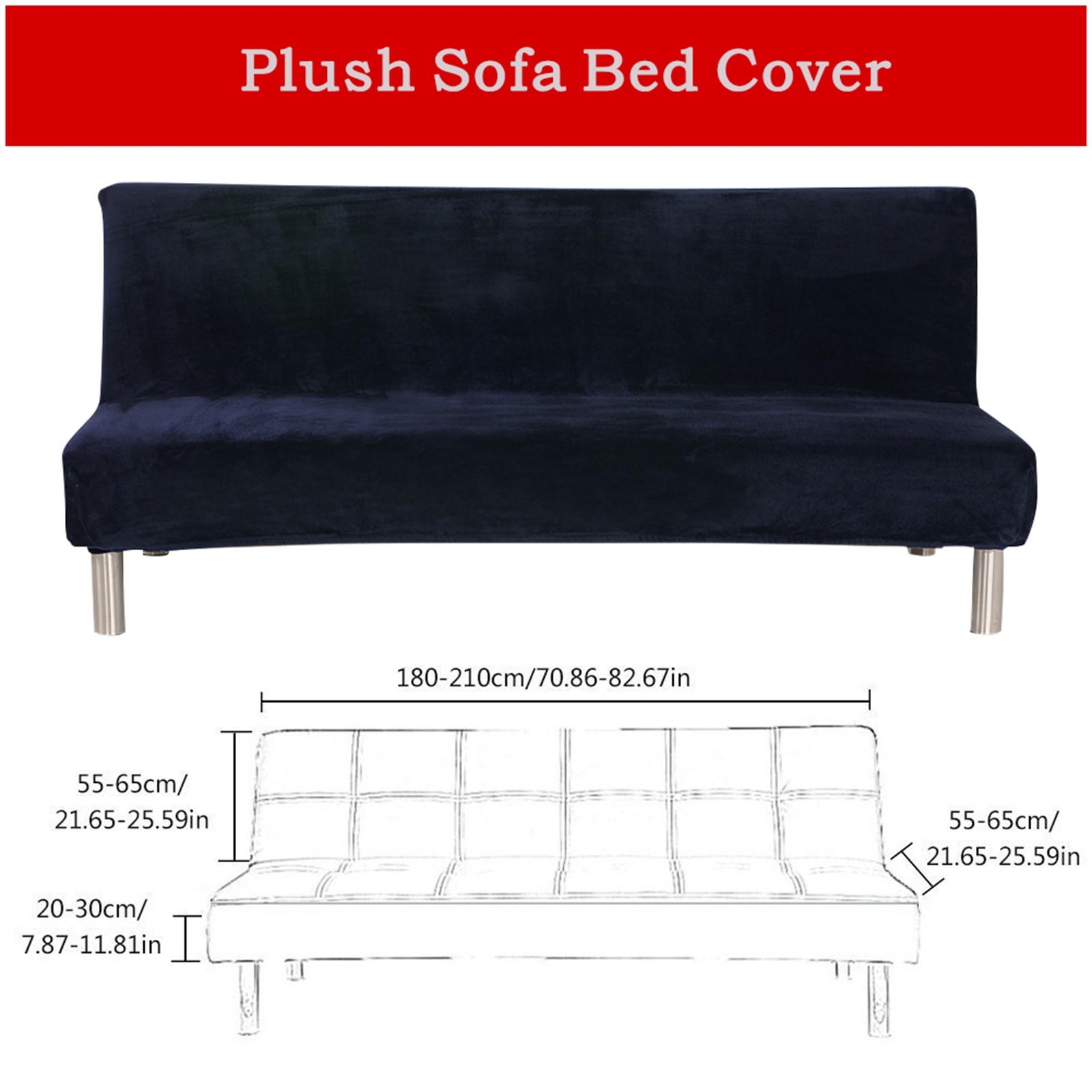 Thick Plush Futon Cover Stretch Armless Sofa Bed Slipcover Soft Couch Sofa Cover Futon Slipcover - image 3 of 5