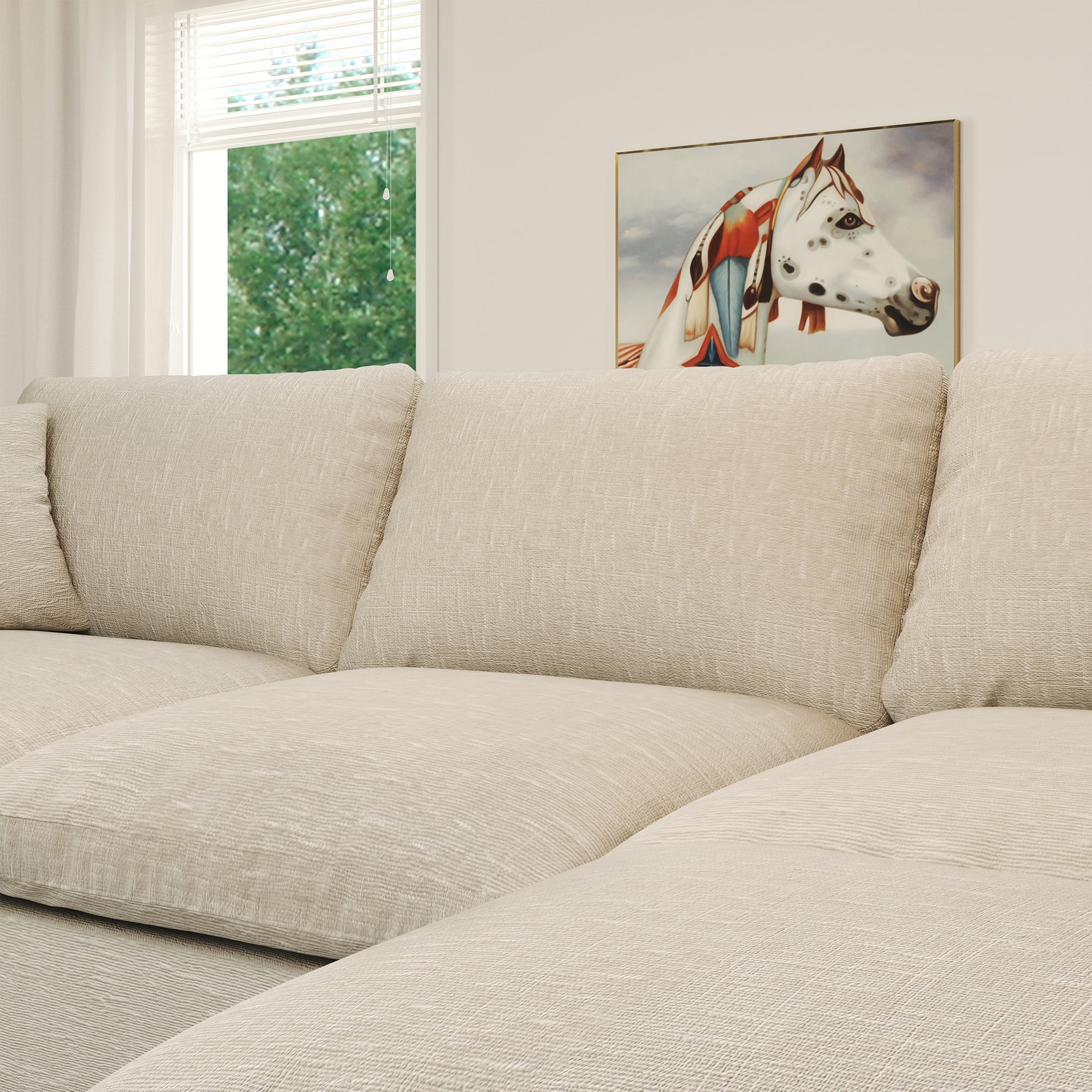 Gtilzria Cloud Modular Sectioanl Sofa Couch, Comfy Modern Sectioanl Cloud Couch U-shaped Modular Down Filled Sofa with Ottoman for Living Room Apartment Office, Beige