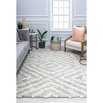 Rugs America Loralai LL10A Diamonds Geometric Contemporary White Area Rug, 8'0"x10'0"