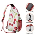 thumbnail image 3 of Tropical Pitaya Dragon Fruit Print Travel Sling Backpack, Lightweight and Durable Crossbody Bag with Exotic Pink White Red Pattern, Multi-Layer Storage and Fashionable Design for Pitaya Lovers, 3 of 6