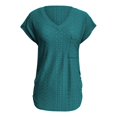 thumbnail image 3 of Women V Neck Pocket Short Sleeve Loose Fit Breathable Casual Tee Top M Size Green, 3 of 7
