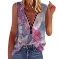 thumbnail image 4 of Honeeladyy Sales Women Summer Vest Peacock Leopards Stars Print Pattern Shirt Loose Zipper V Neck Tank Tops Sleeveless Soft Tee, 4 of 6