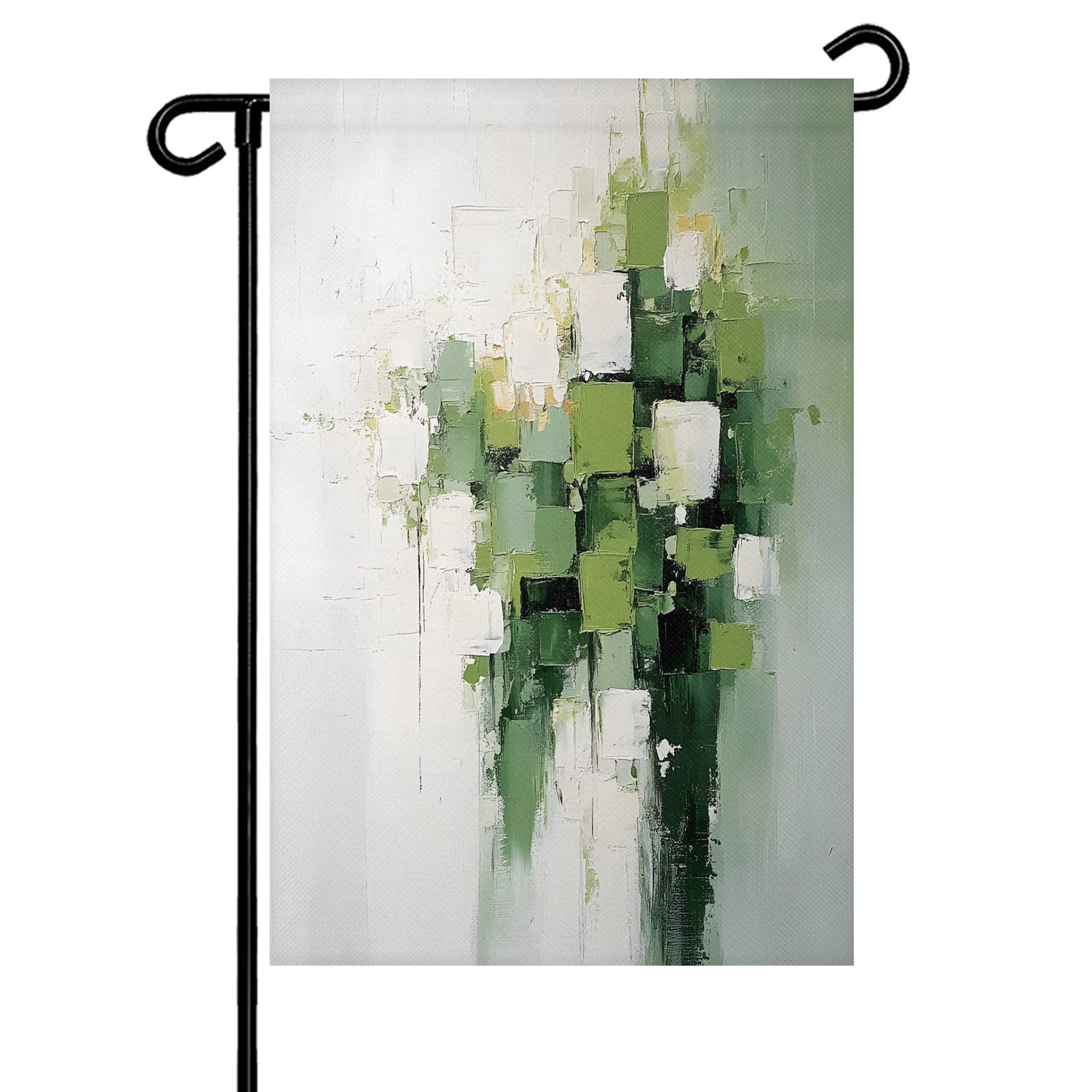 Abstract Watercolor Garden Flag 12x18 Inch Green Black Ornamental Theme Double Sided Small Decorative Garden Flags for Outside Outdoor Yard Porch Lawn Decoration