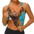thumbnail image 3 of Balery Cute Cow Sunflowers Art Pattern Racerback Sports Bras for Women - Padded Seamless High Impact Support for Yoga Gym Workout Fitness-X-Large, 3 of 8
