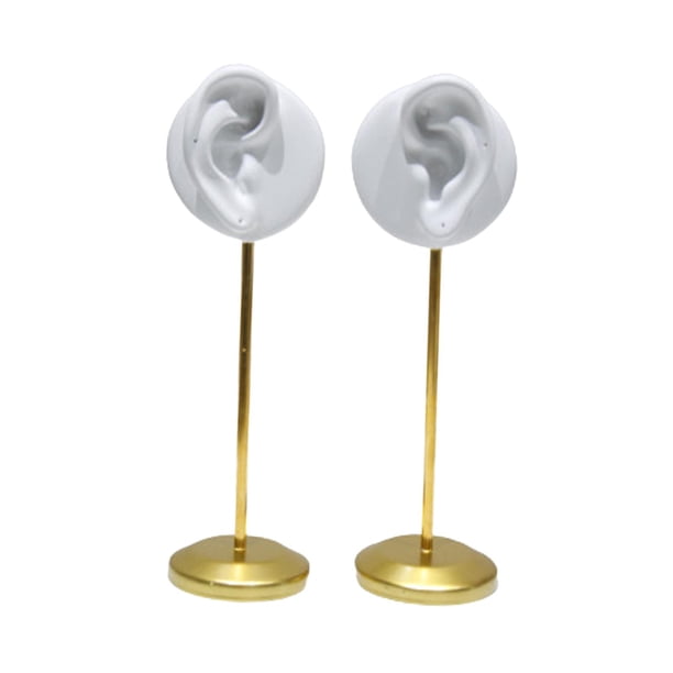 2 piezas de soporte de exhibición de aretes con forma de oreja, soporte de ganchos para orejas estables para Blanco