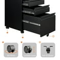 JAORD Black 3 Drawer Metal File with Lock&Wheels, Under Desk