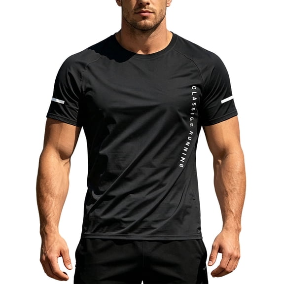 ZHOGXU Daily Solid Color Sports Style Crew Neck Short Sleeve Men's T Shirts Comfortable Everyday Wear
