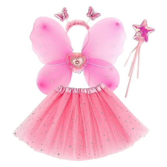 Byoo Baby Girls Carnival Party Dance Outfits Butterfly Wing Tutu Skirt Hairband 4Pcs Set