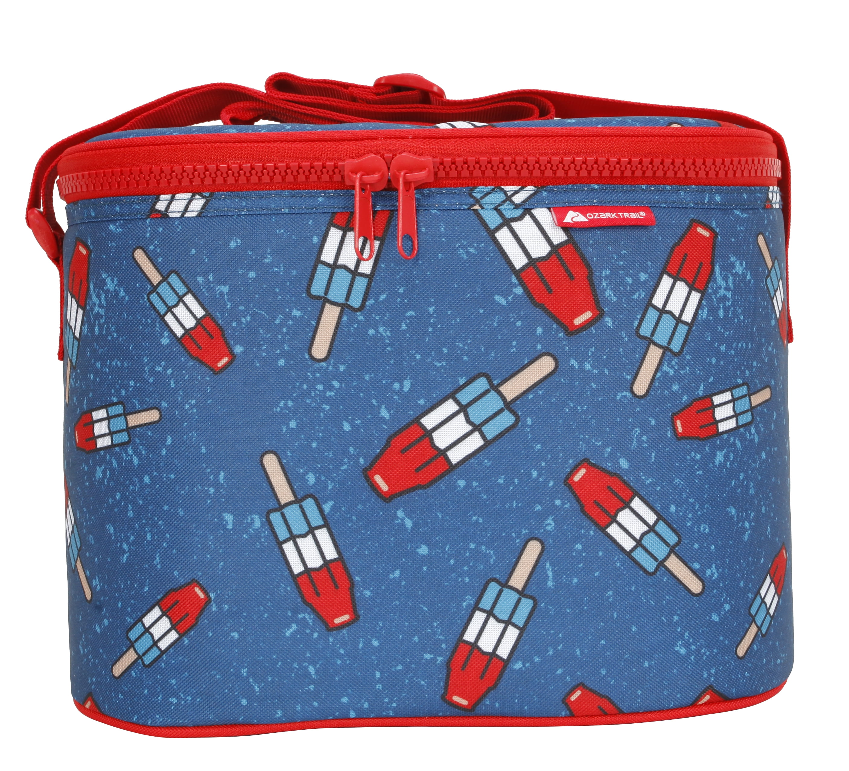 Ozark Trail Americana 12 Can Soft Sided Cooler, Blue/Red Multi